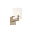 Aouchiche Single Switched Wall Lamp, 1 Light, E27, Light Gold/Frosted/Clear Wide Line Glass