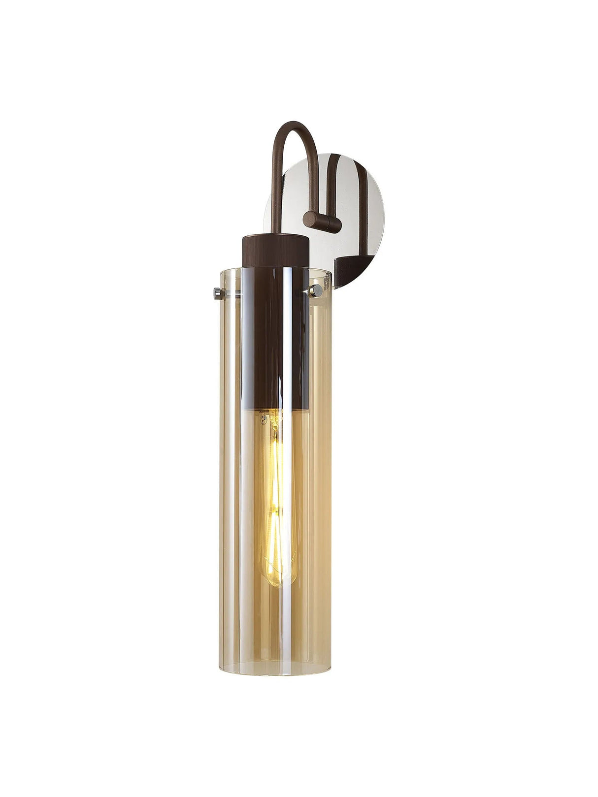 Bridges Single Switched Wall Lamp, 1 Light, E27, Mocha/Amber Glass