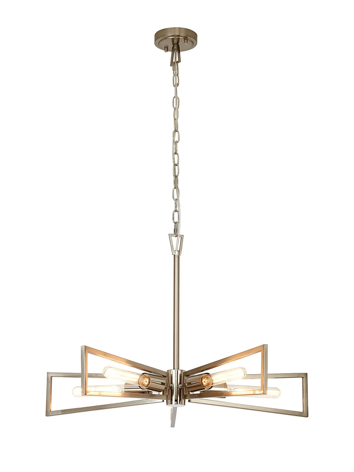 Banks Pendant, 5 Light E27, Satin Nickel/Polished Nickel