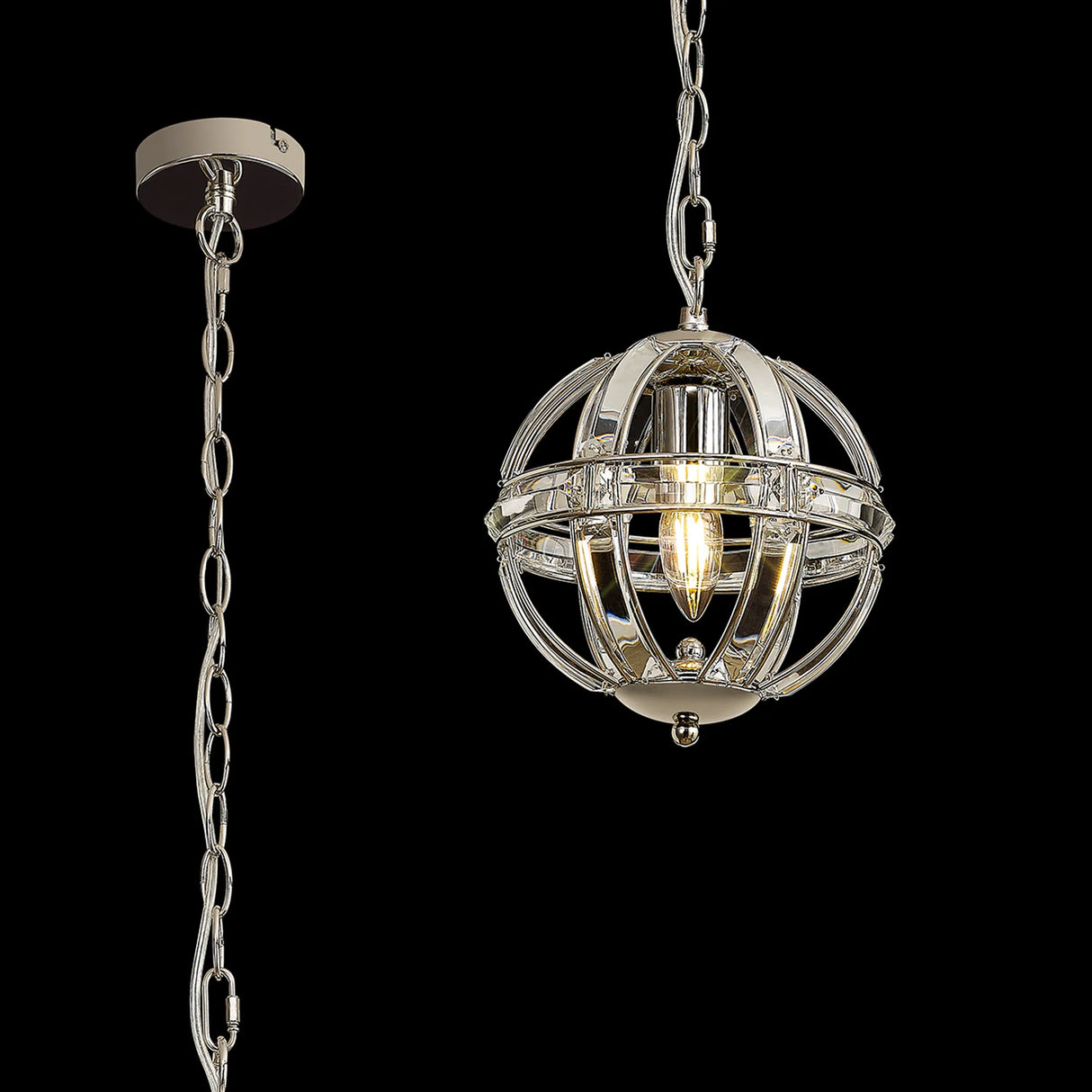 Ellison Extra Small Round Pendant, 1 x E27, Polished Nickel