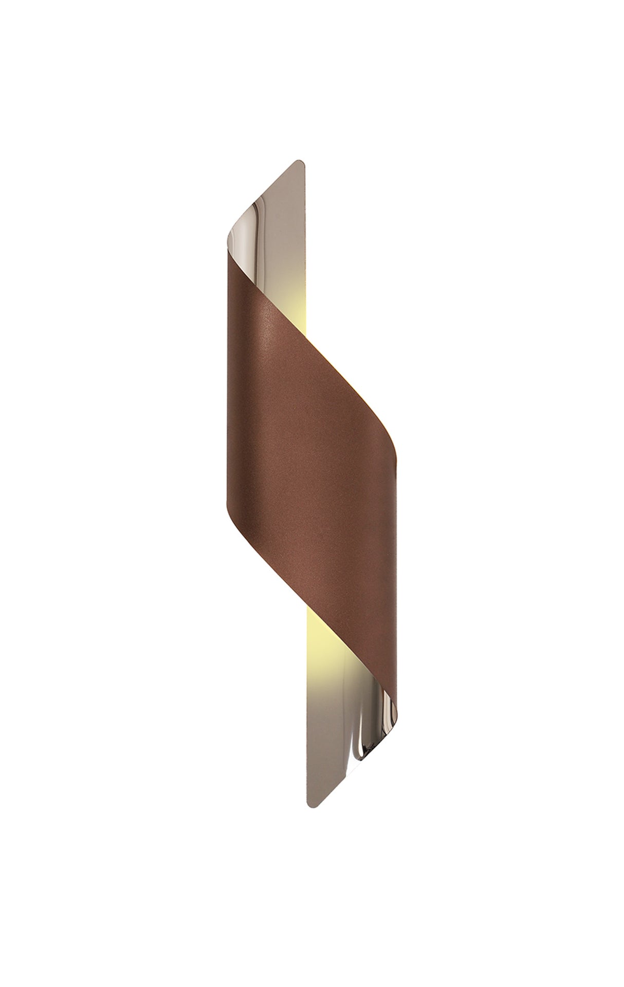 Kachosa Wall Lamp Large, 1 x 8W LED, 3000K, 640lm, Satin Brown/Polished Chrome, 3yrs Warranty