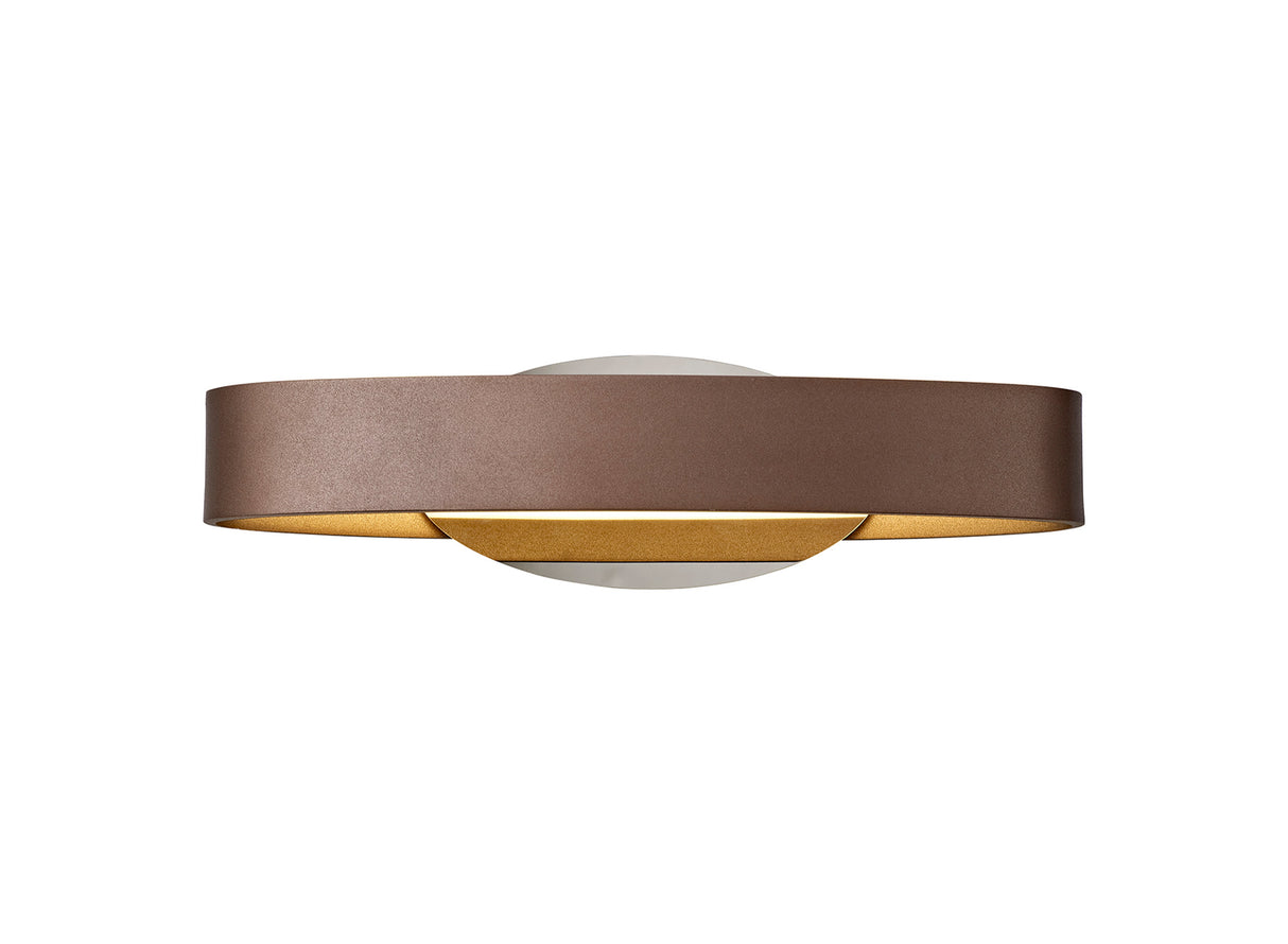 Bracewell Wall Lamp, 1 x 6W LED, 3000K, 480lm, Satin Brown/Polished Chrome, 3yrs Warranty