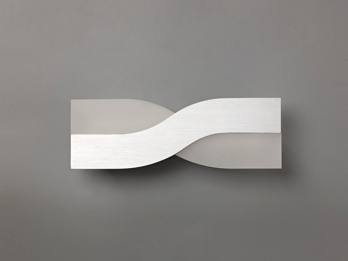 Bolton Wall Lamp, 1 x 8W LED, 3000K, 640lm, Brushed Aluminium/Frosted White, 3yrs Warranty