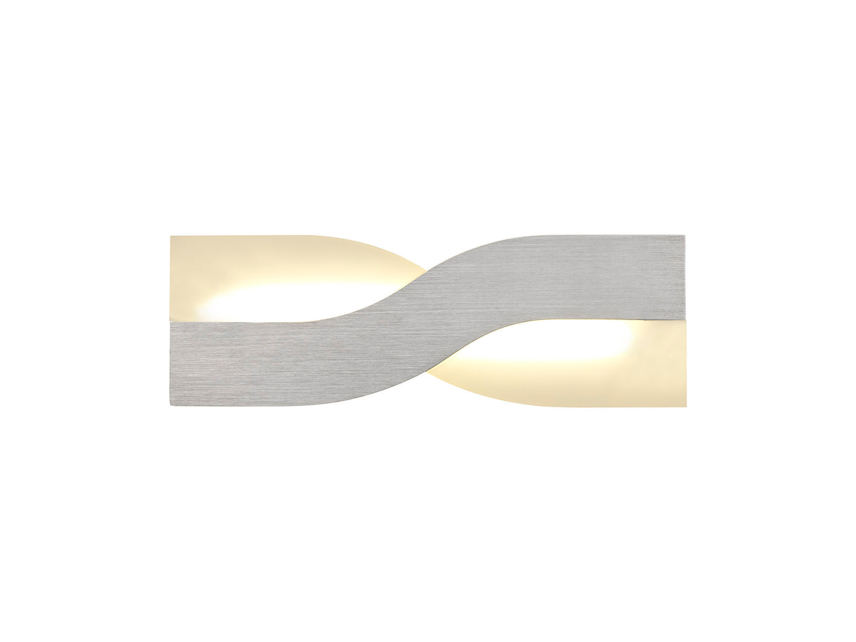 Bolton Wall Lamp, 1 x 8W LED, 3000K, 640lm, Brushed Aluminium/Frosted White, 3yrs Warranty