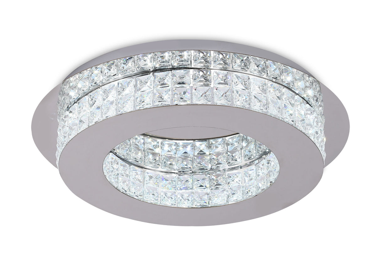 Moore Ceiling Light, 1 x 18W LED, 4000K, 418lm, Polished Chrome/Crystal, 3yrs Warranty
