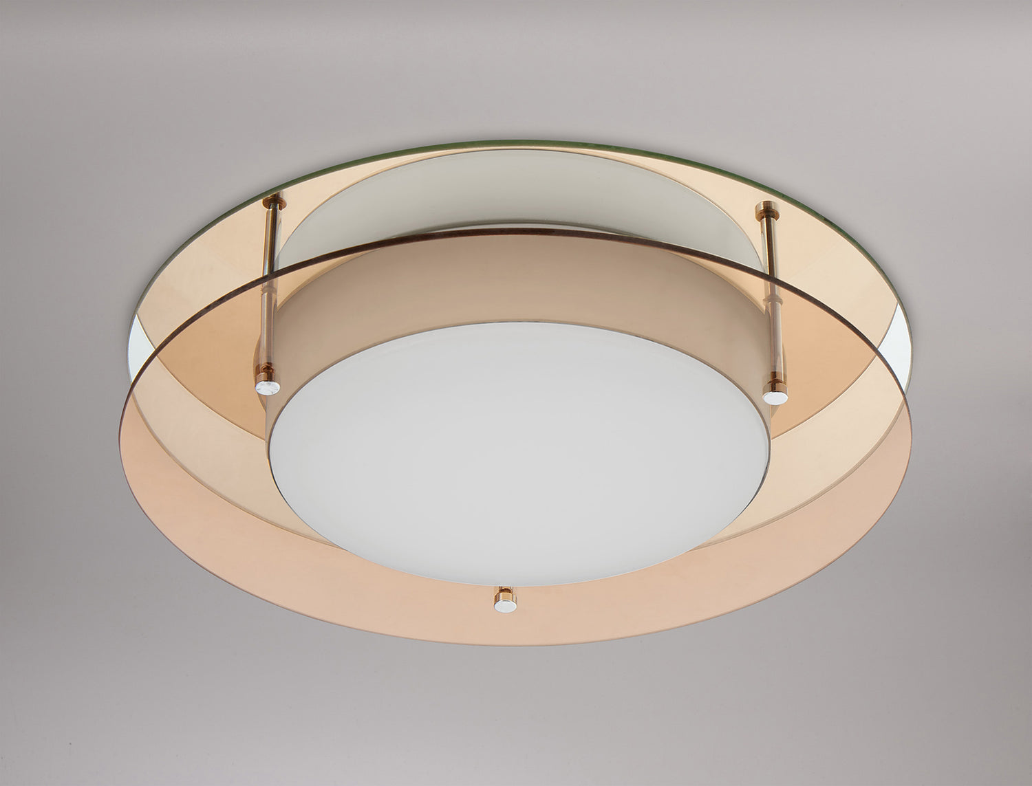 Bowyer Ceiling, 1 x 18W LED, 3000K, 1620lm, IP44, Amber/Mirror, 3yrs Warranty