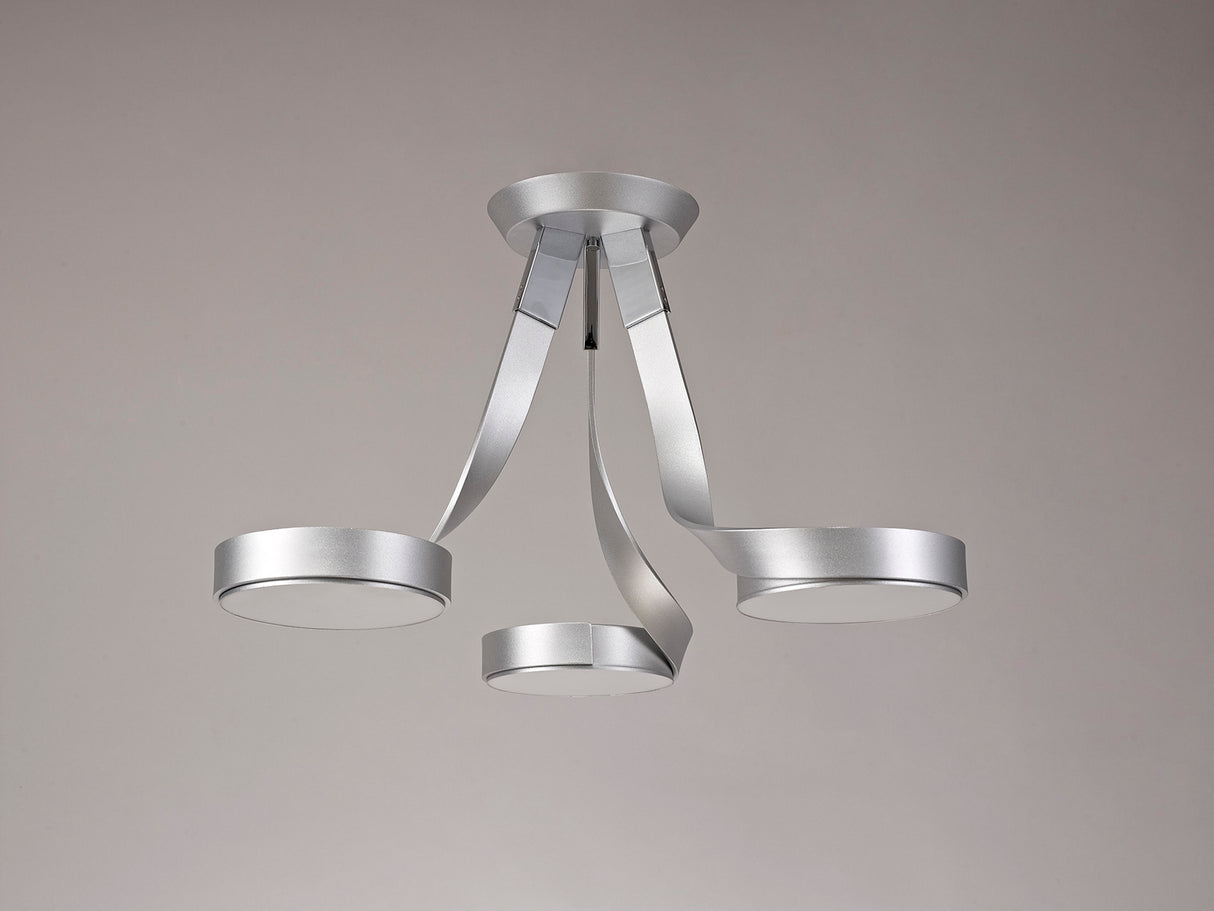 Daniel 3 Light Semi Flush, 3 x 12W LED, 3000K, 2880lm, Silver/Polished Chrome, 3yrs Warranty
