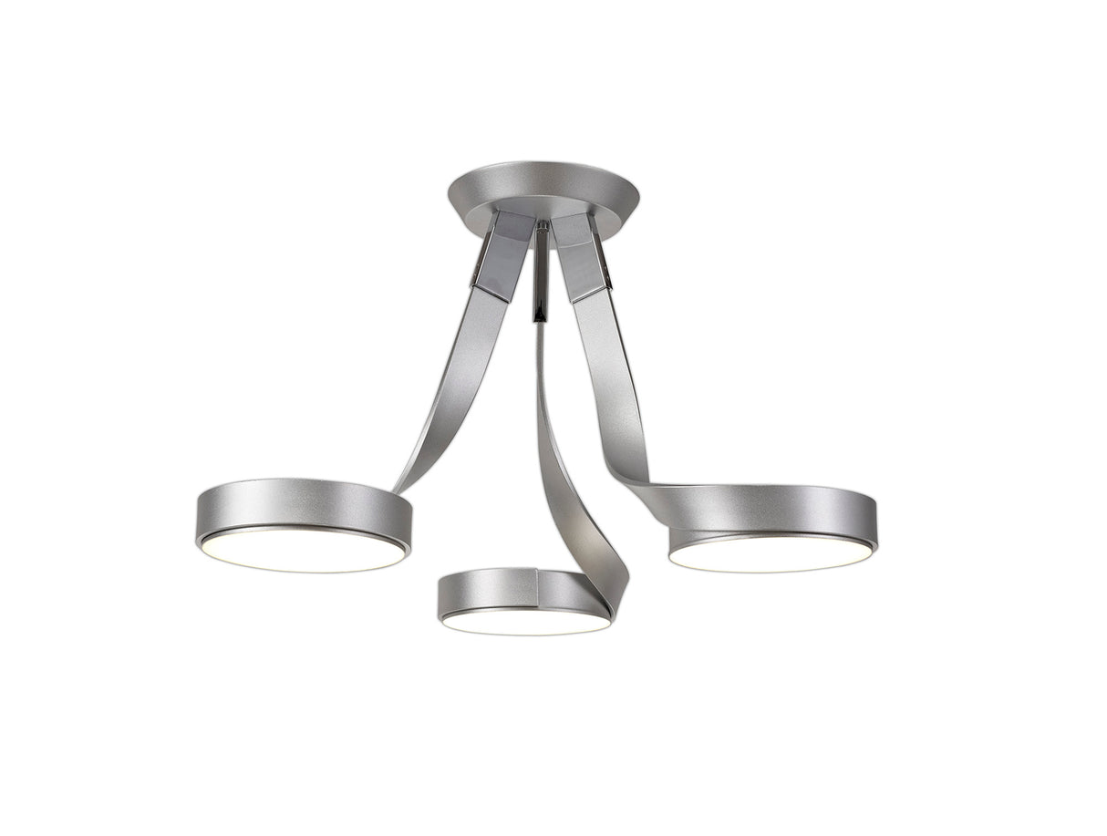 Daniel 3 Light Semi Flush, 3 x 12W LED, 3000K, 2880lm, Silver/Polished Chrome, 3yrs Warranty