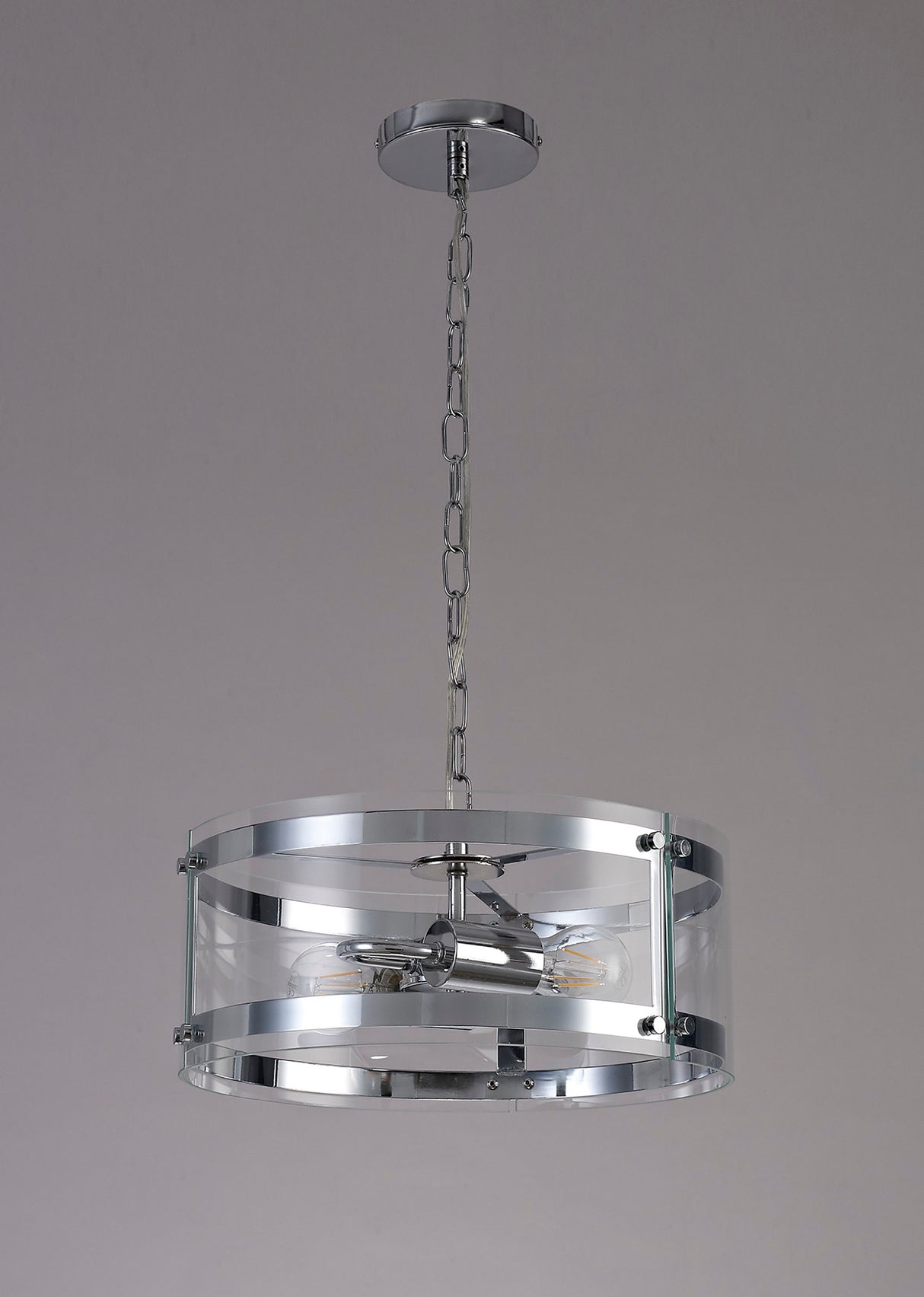 Stuckey Pendant, 2 Light E27, Polished Chrome