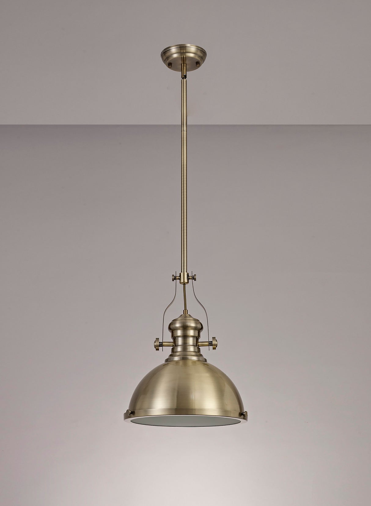 Munro Pendant, 1 x E27, Antique Brass/Frosted Glass