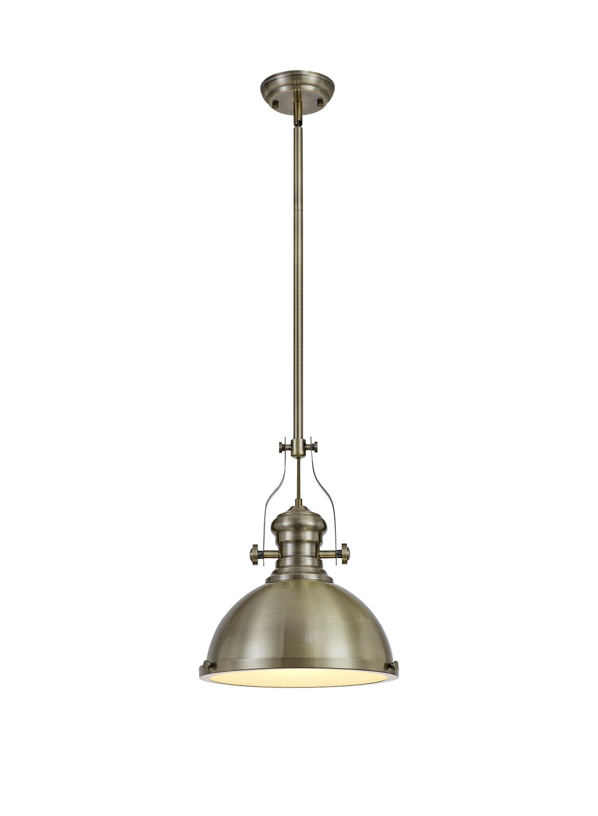 Munro Pendant, 1 x E27, Antique Brass/Frosted Glass
