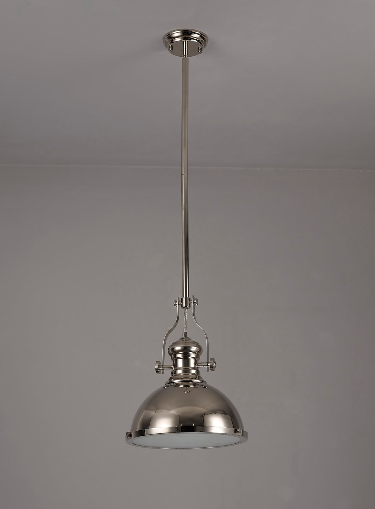 Munro Pendant, 1 x E27, Polished Nickel/Frosted Glass