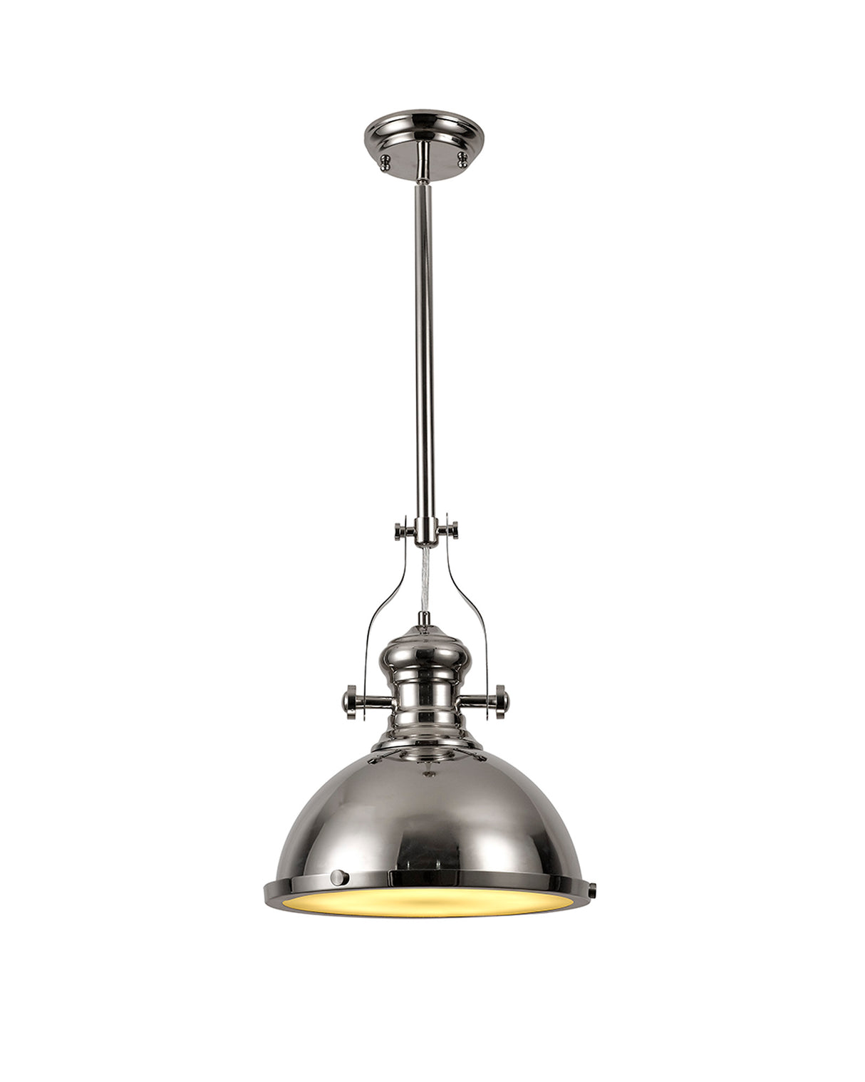 Munro Pendant, 1 x E27, Polished Nickel/Frosted Glass