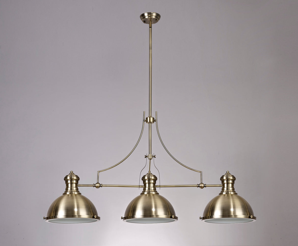 Munro Linear Pendant, 3 x E27, Antique Brass/Frosted Glass