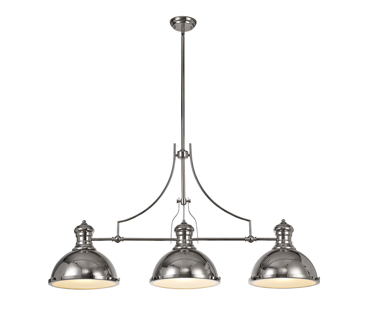Munro Linear Pendant, 3 x E27, Polished Nickel/Frosted Glass
