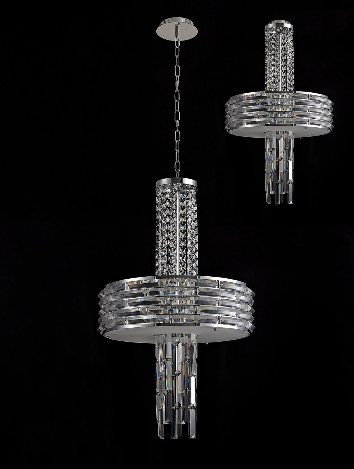 Henderson Pendant/Convertible To Semi Flush, 7 x E14, Polished Chrome/Crystal