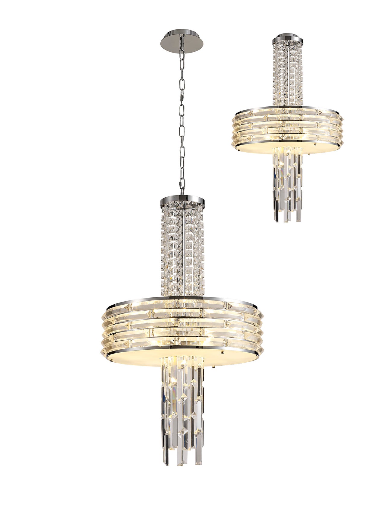 Henderson Pendant/Convertible To Semi Flush, 7 x E14, Polished Chrome/Crystal