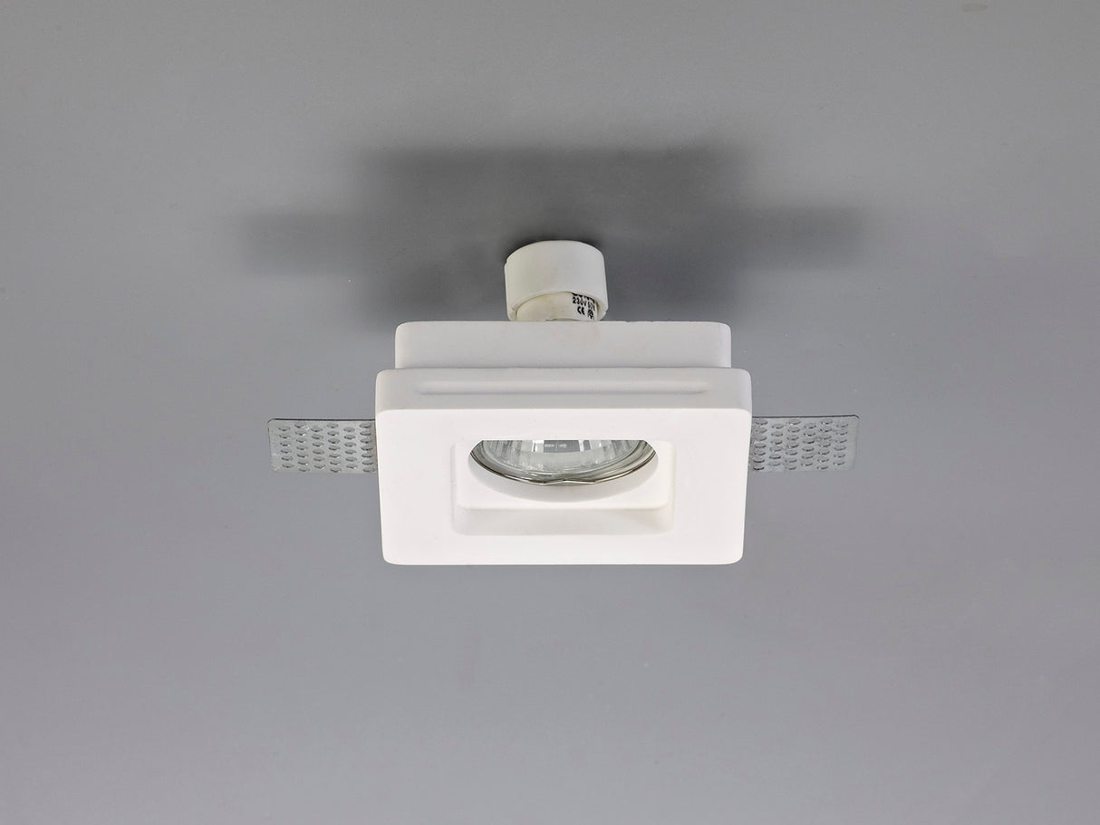 Waldron Square Stepped Recessed Spotlight,  1 x GU10, White Paintable Gypsum, Cut Out: L:103mmxW:103mm