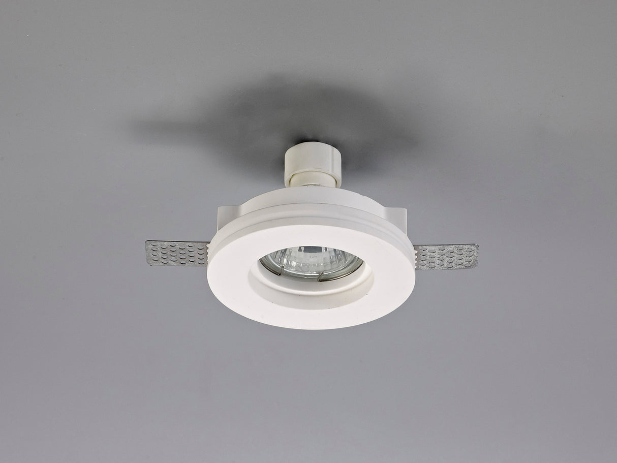 Waldron Round Stepped Recessed Spotlight,  1 x GU10, White Paintable Gypsum, Cut Out: D:103mm
