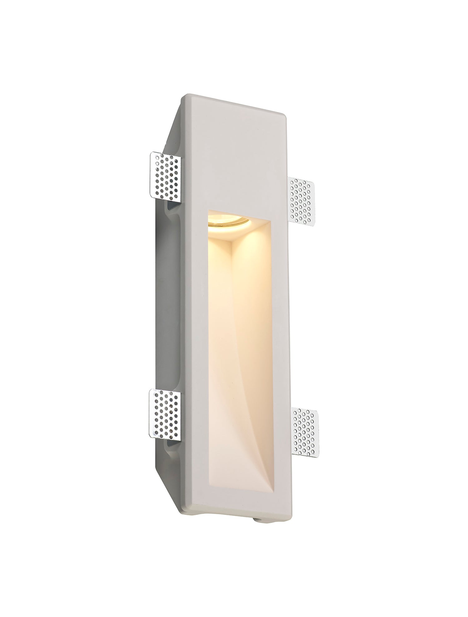 Waldron Medium Recessed Wall Lamp, 1 x GU10, White Paintable Gypsum, Cut Out: L:353mmxW:103mm