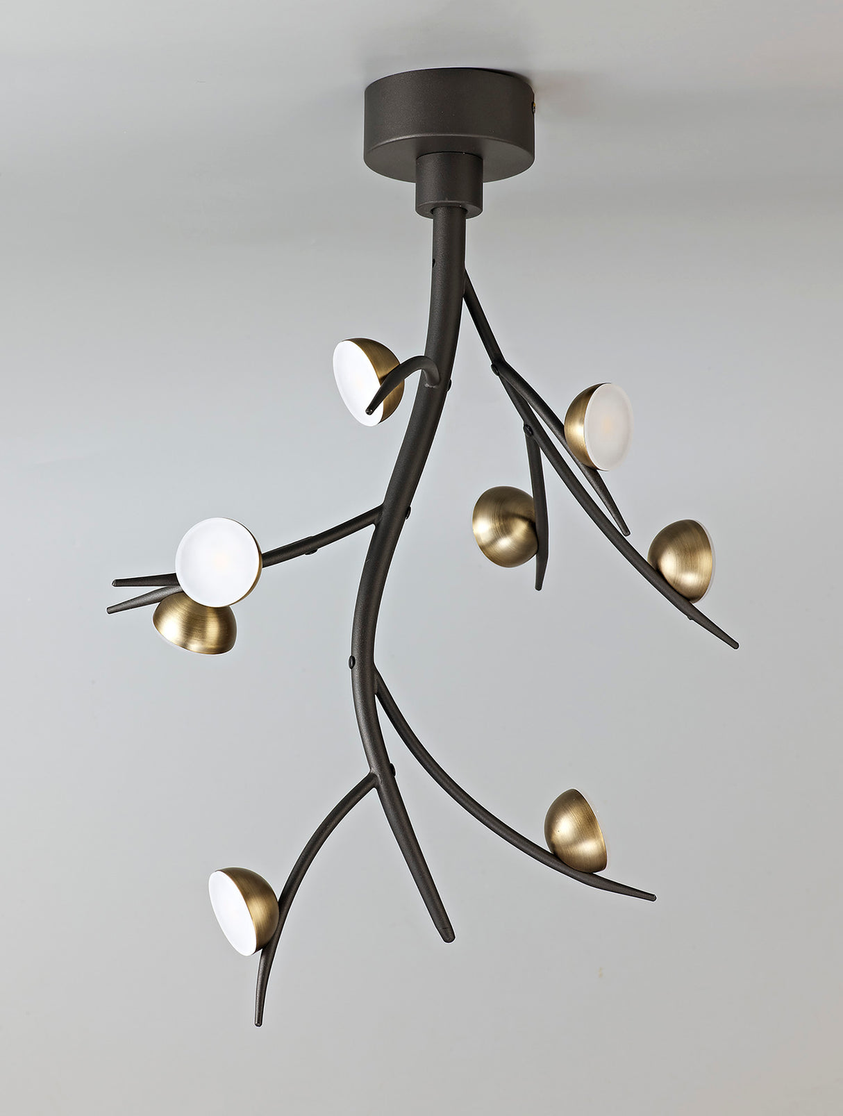 Makin 8 Light Ceiling Pendant, 8 x 3W LED, 3000K, 1320lm, Black/Antique Brass, 3yrs Warranty
