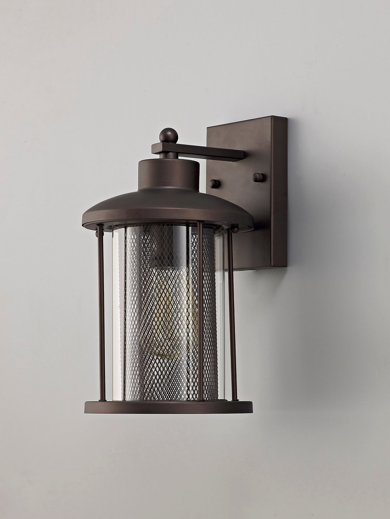 Basey Large Wall Lamp, 1 x E27, Antique Bronze/Clear Glass, IP54, 2yrs Warranty