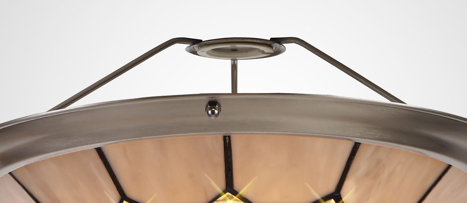 Belfit, Tiffany 35cm Non-electric Uplighter Shade, Cream/Grey/Crystal Centre/Satin Nickel Brass Trim