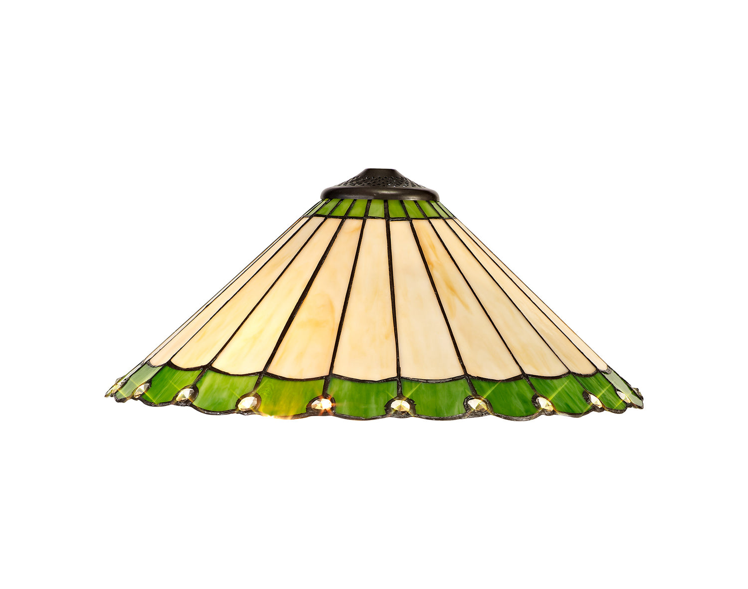 Williams Tiffany 40cm Shade Only Suitable For Pendant/Ceiling/Table Lamp, Green/Cream/Crystal
