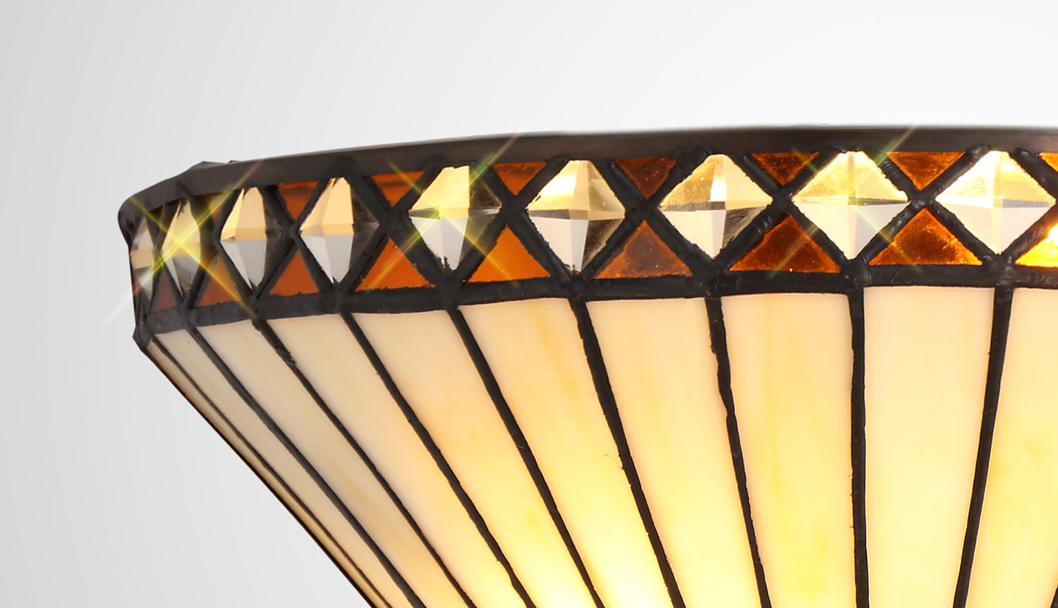 Wearne Tiffany Wall Lamp, 2 x E14, Amber/Cream/Crystal