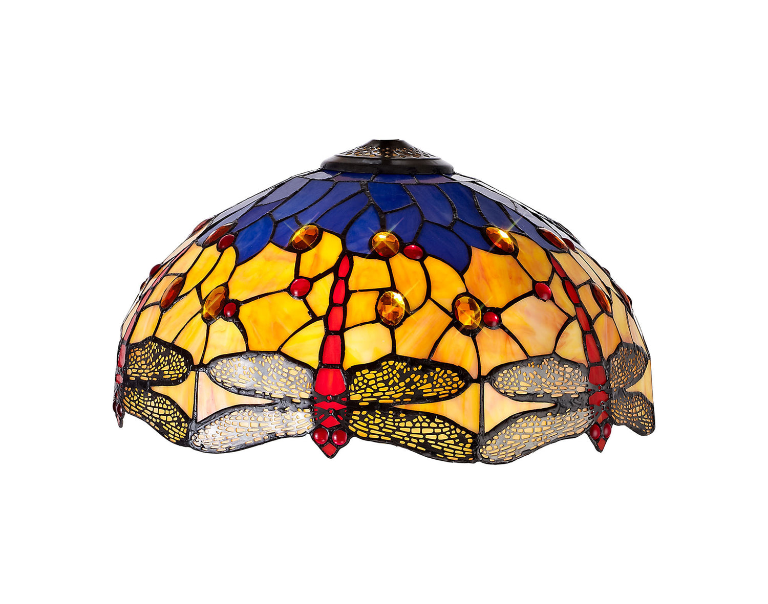 Hinnigan Tiffany 40cm Shade Only Suitable For Pendant/Ceiling/Table Lamp, Blue/Orange/Crystal