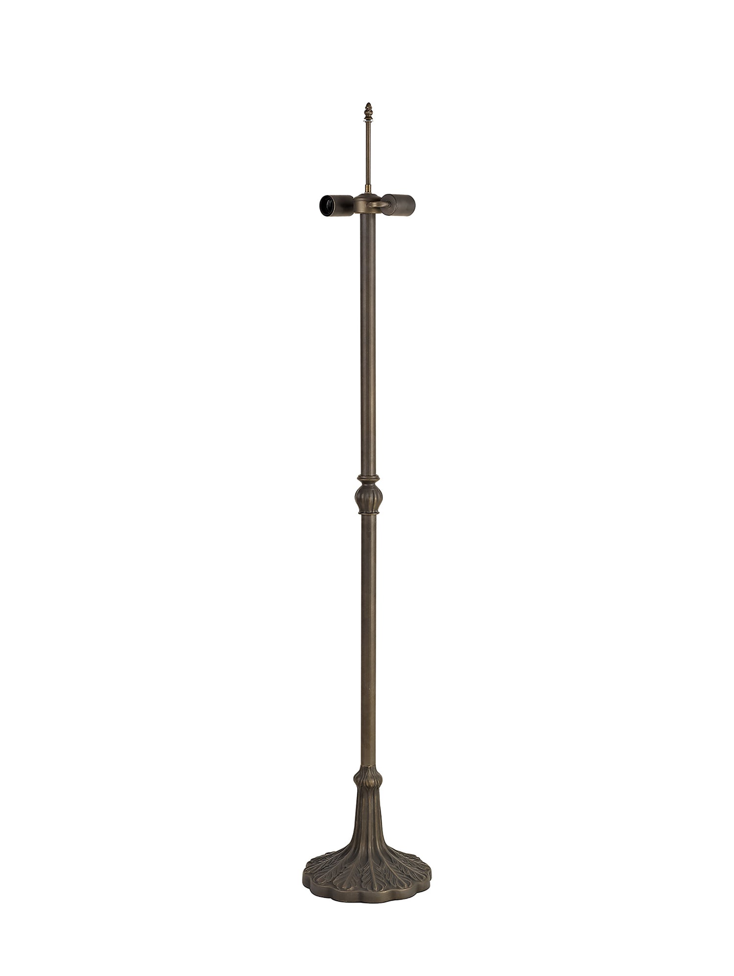 Park Leaf Design Tiffany Floor Lamp, 2 x E27, Aged Antique Brass
