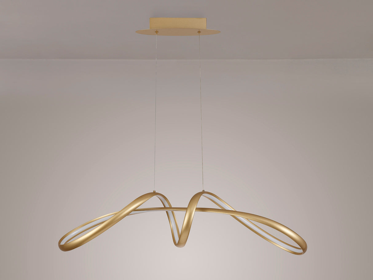 Collins Large Oval Pendant, 1 x 39W LED, 3000K, 1950lm, Sand Gold, 3yrs Warranty