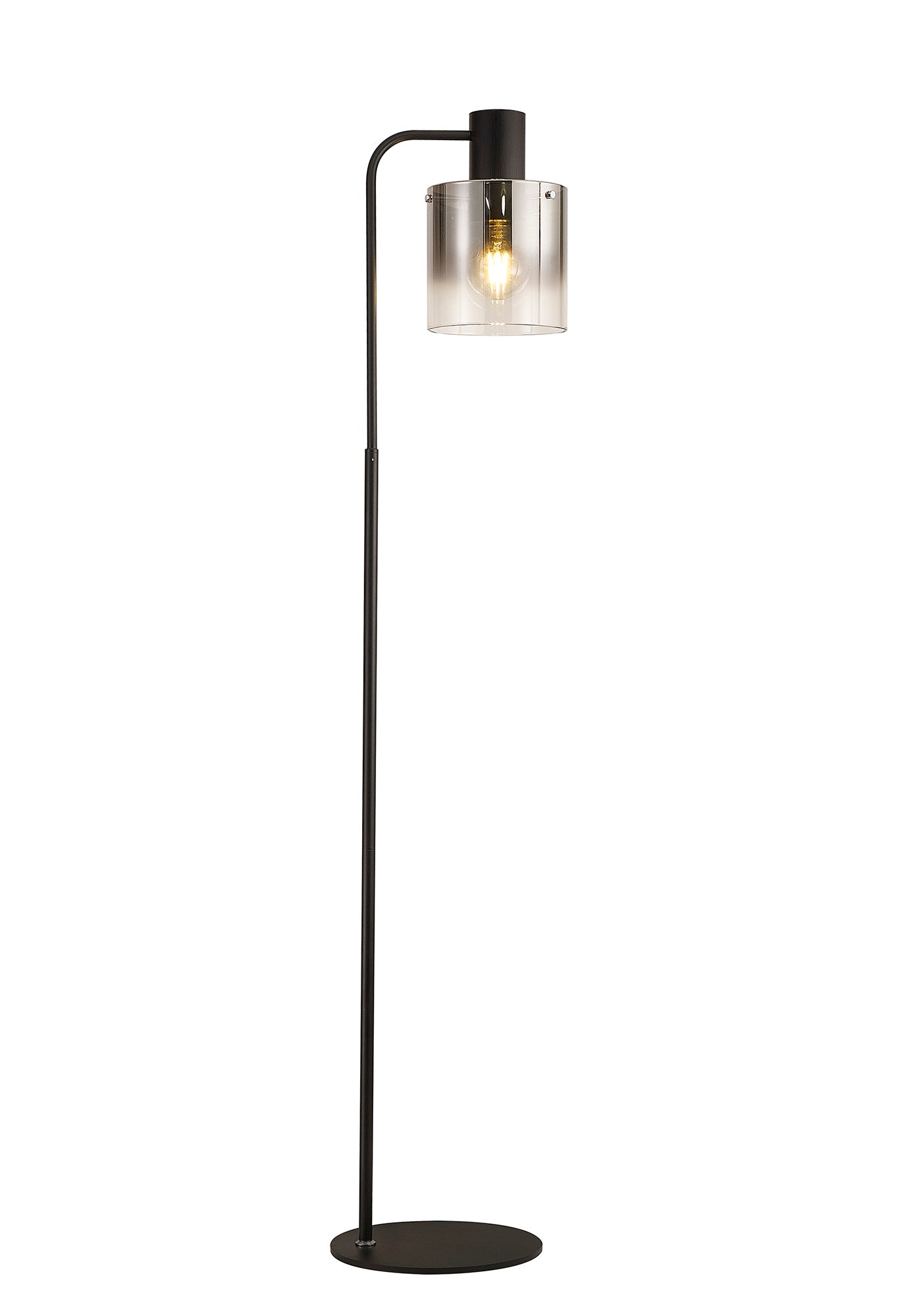 Chisholm Large Floor Lamp, 1 Light E27, Black / Smoke Fade Glass