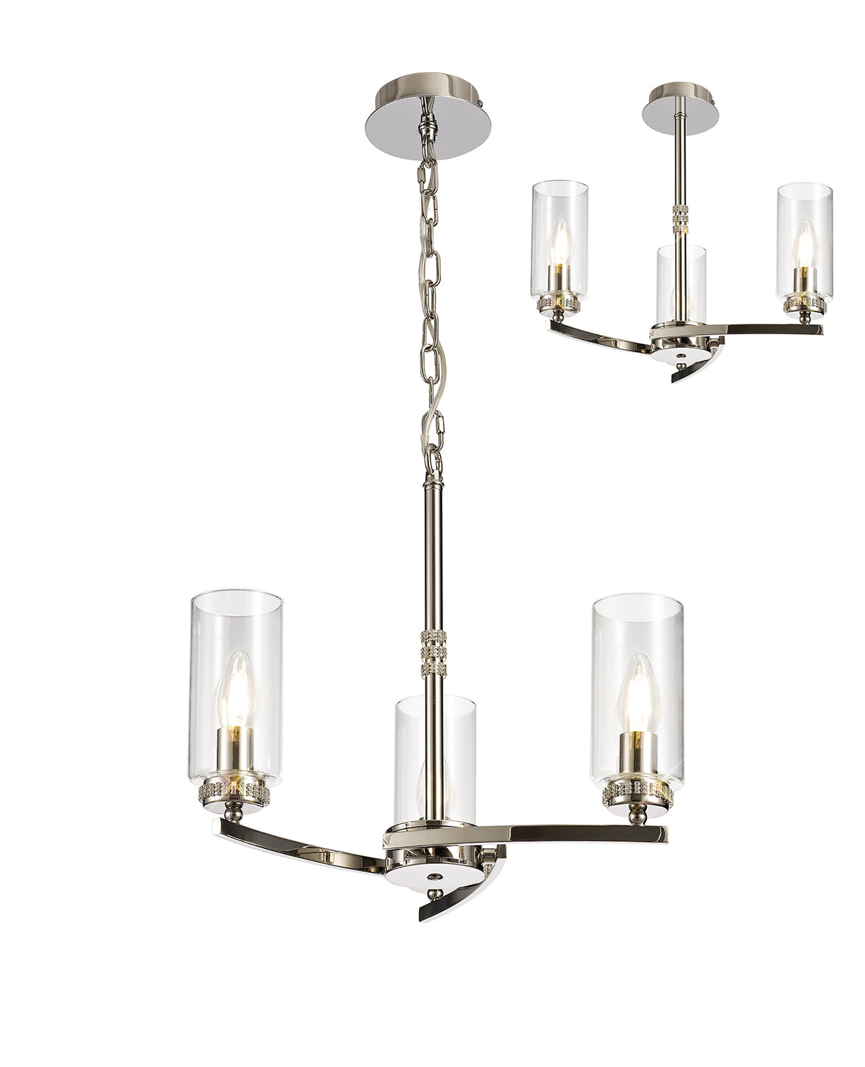 Gates Pendant/Semi Flush, 3 x E14, Polished Nickel