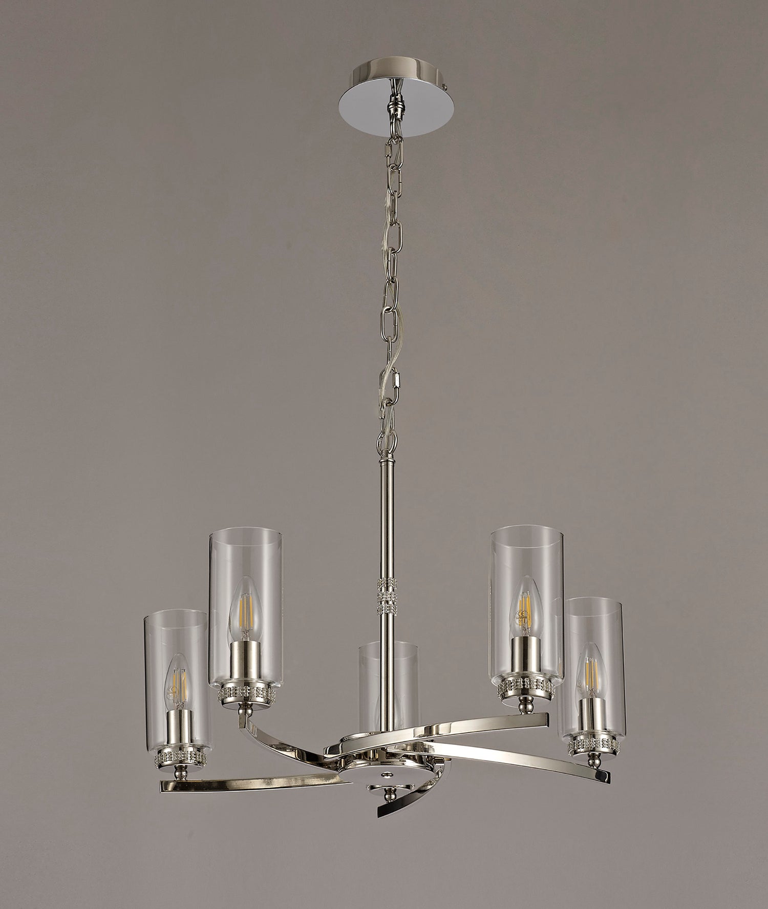 Gates Pendant/Semi Flush, 5 x E14, Polished Nickel