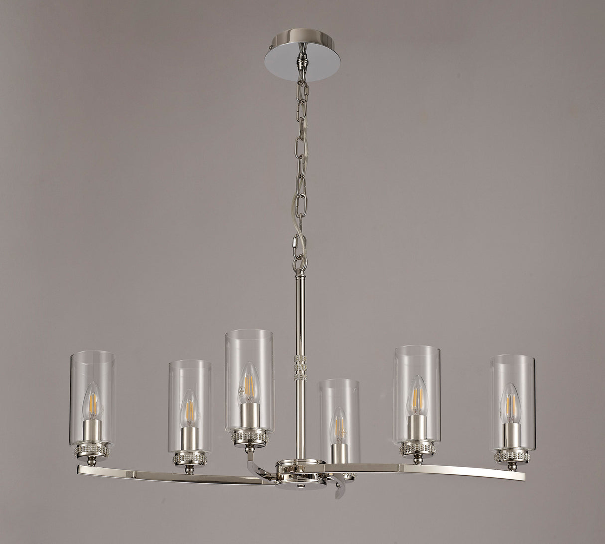 Gates Rectangular Pendant/Semi Flush, 6 x E14, Polished Nickel