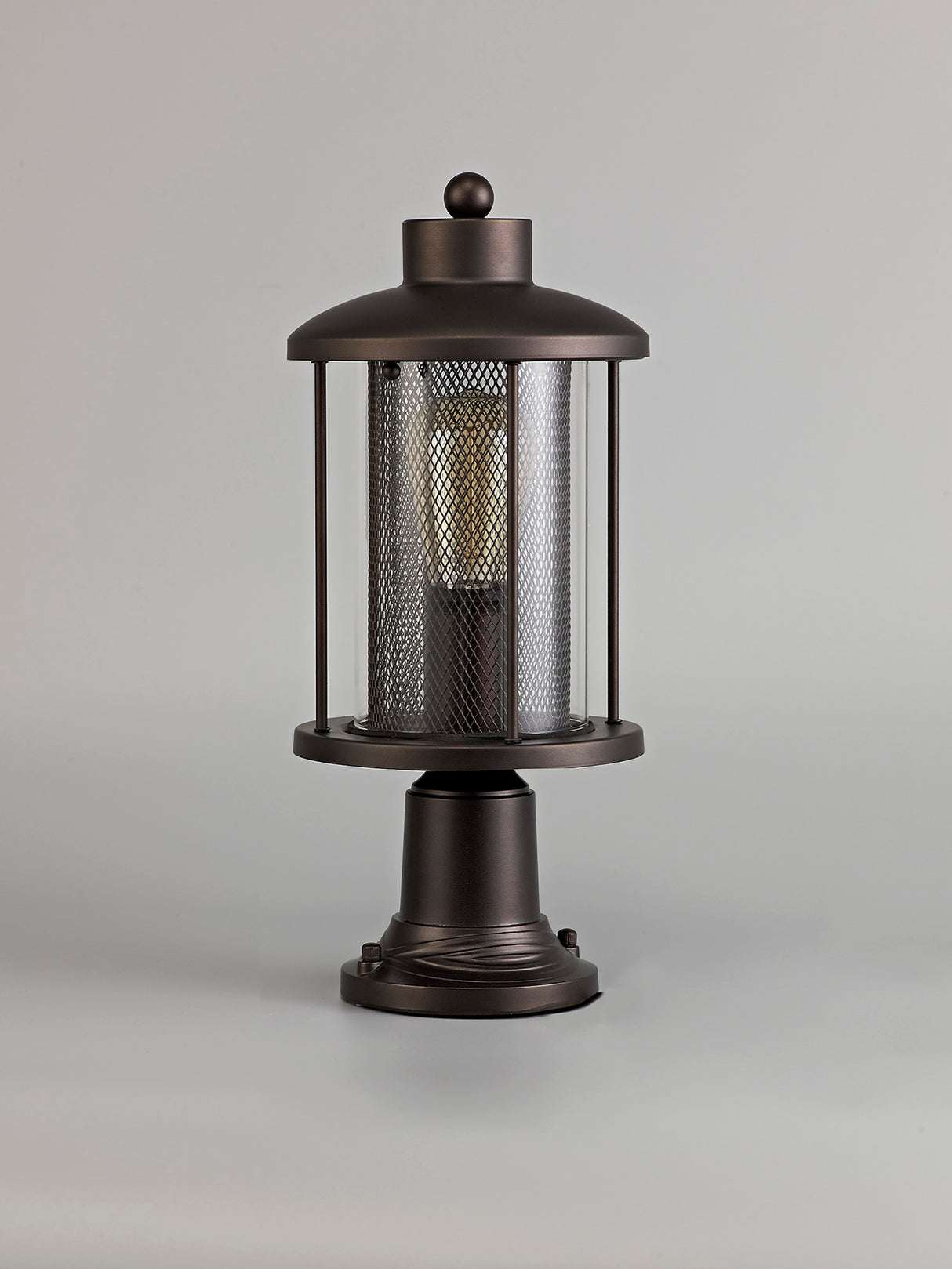 Basey Pedestal Lamp, 1 x E27, Antique Bronze/Clear Glass, IP54, 2yrs Warranty