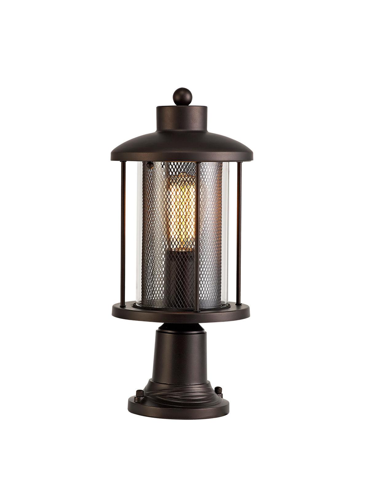 Basey Pedestal Lamp, 1 x E27, Antique Bronze/Clear Glass, IP54, 2yrs Warranty