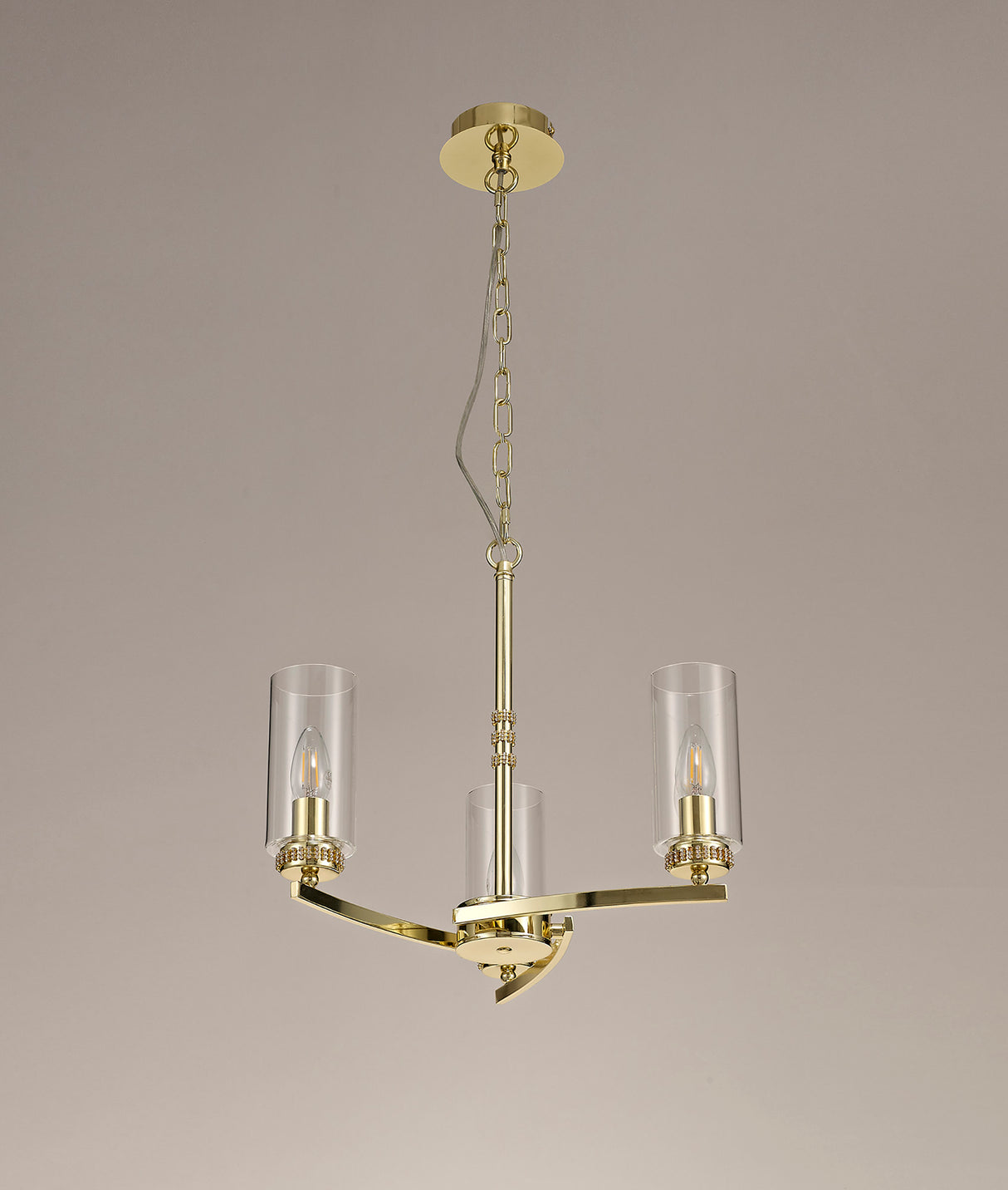 Gates Pendant/Semi Flush, 3 x E14, Polished Gold