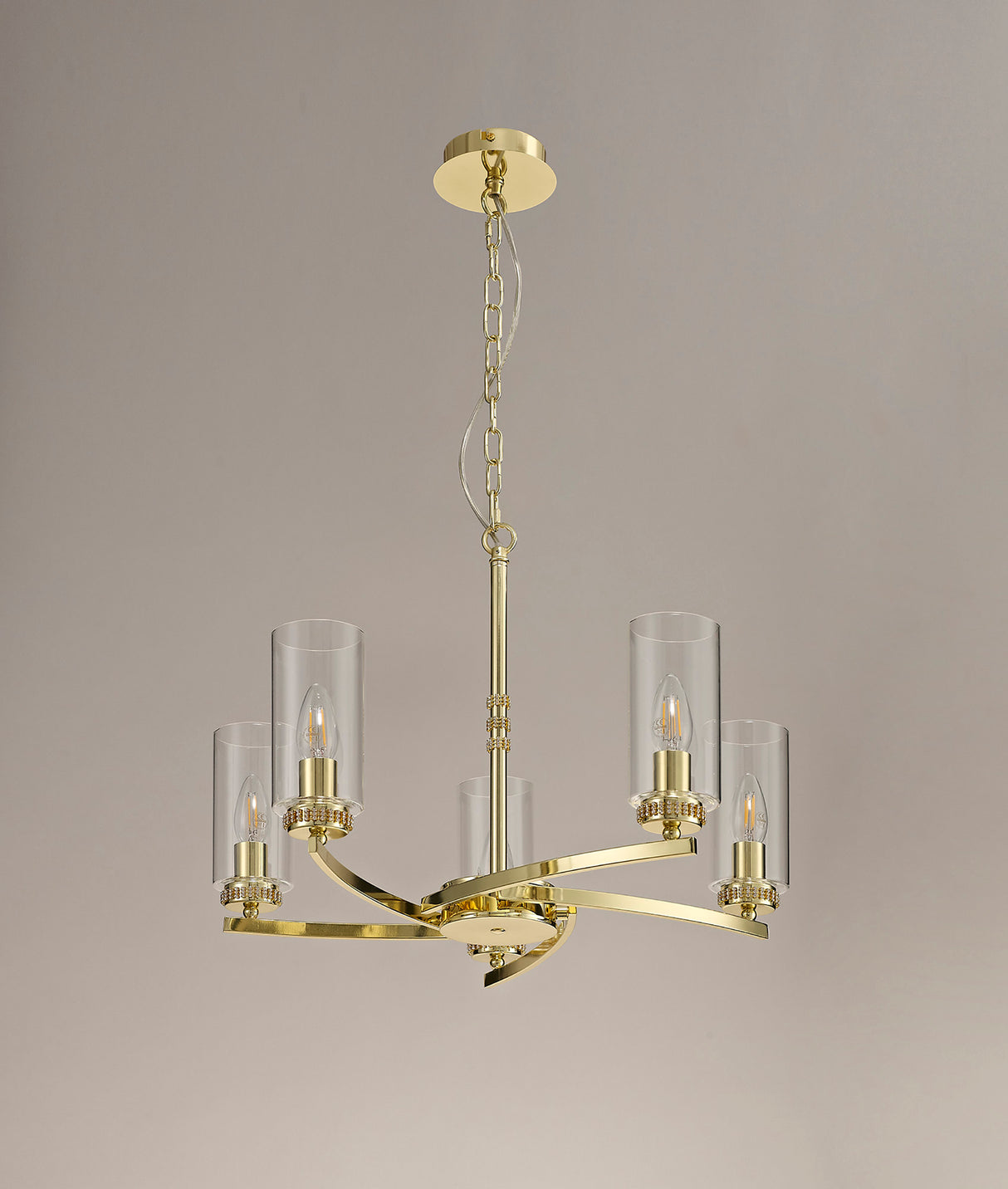 Gates Pendant/Semi Flush, 5 x E14, Polished Gold