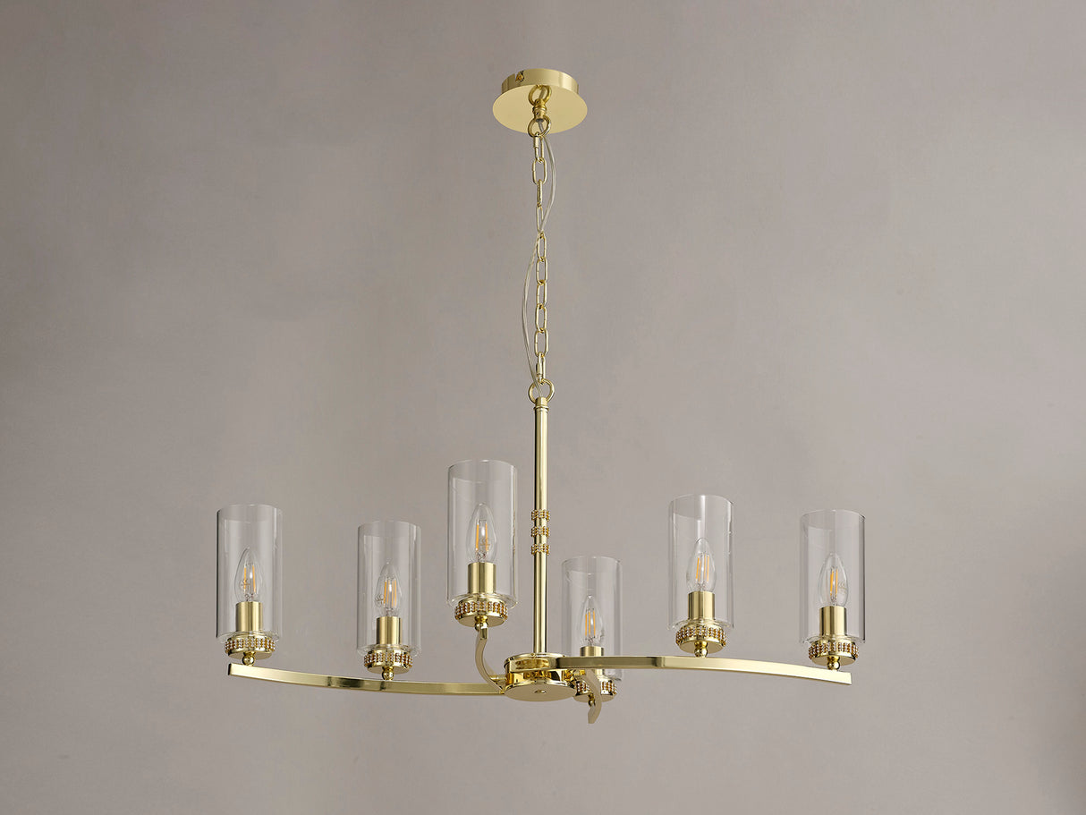 Gates Rectangular Pendant/Semi Flush, 6 x E14, Polished Gold