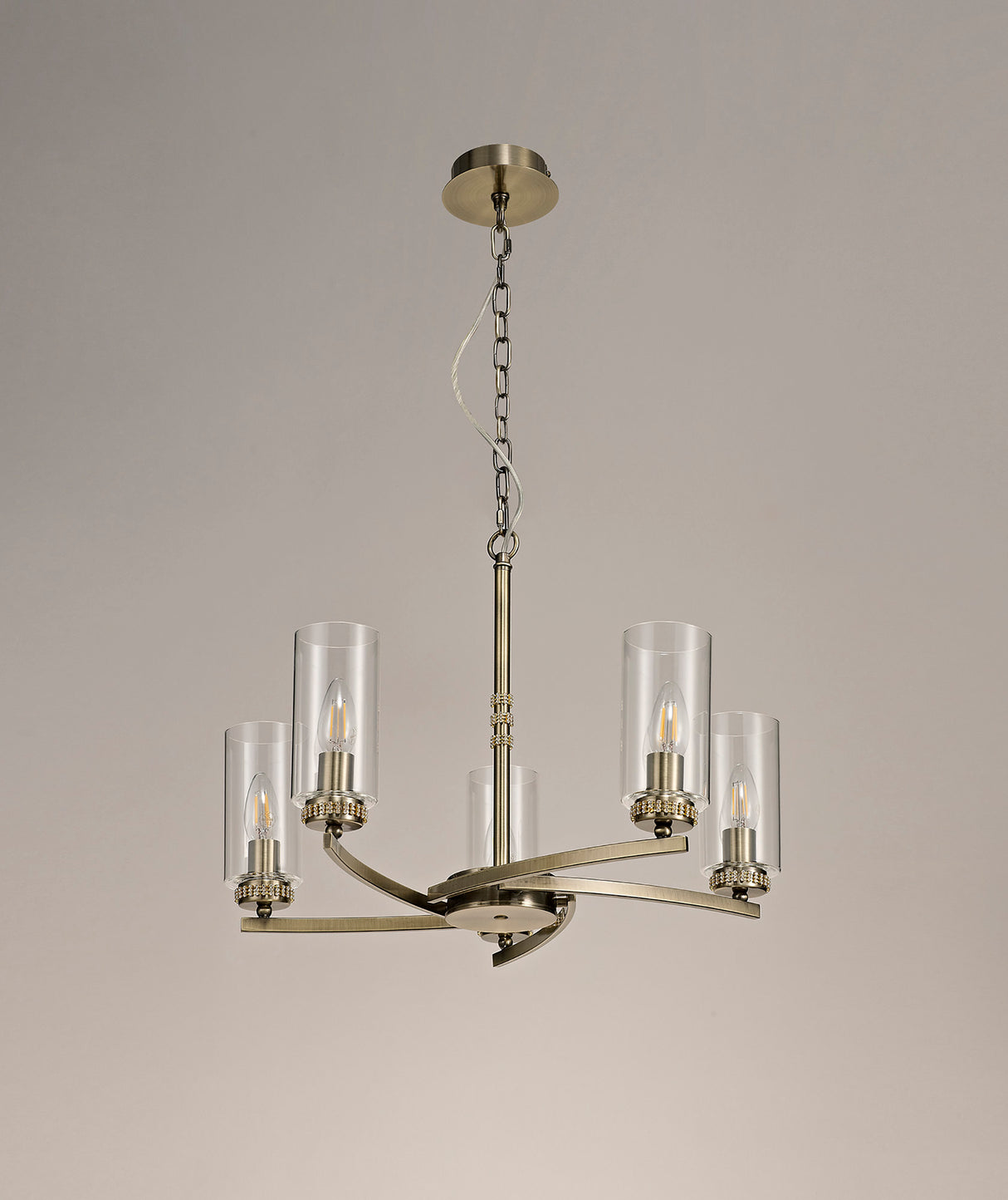 Gates Pendant/Semi Flush, 5 x E14, Antique Brass