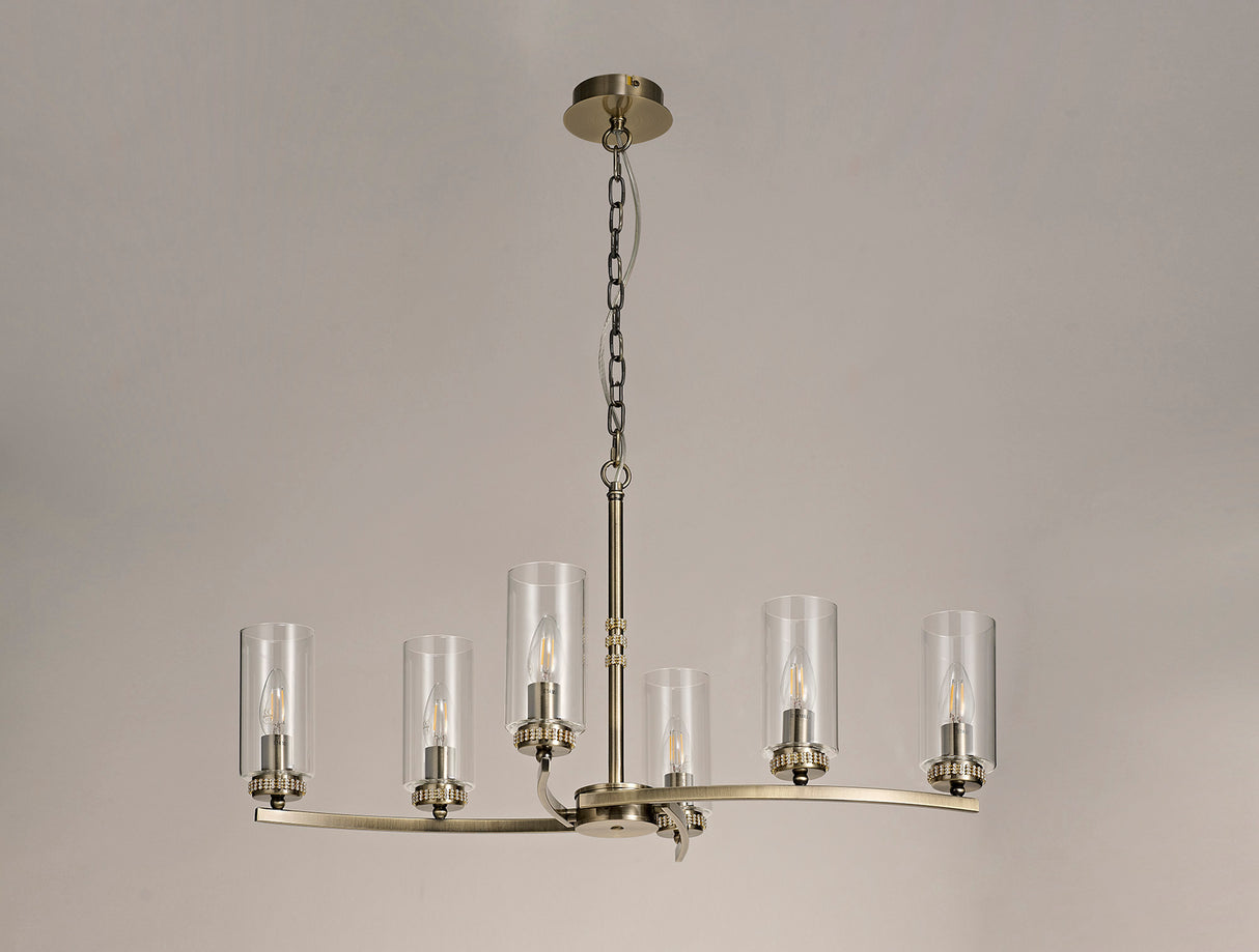 Gates Rectangular Pendant/Semi Flush, 6 x E14, Antique Brass