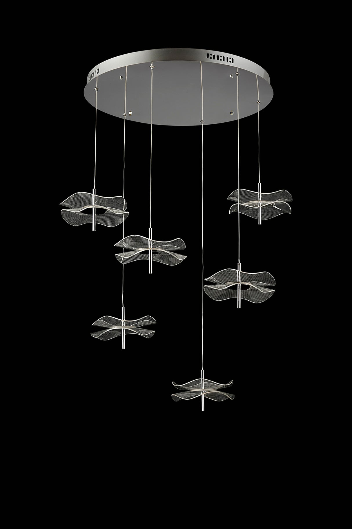 Corner Round Pendant, 6 x 6W LED, 4000K, 2800lm, Polished Chrome, 3yrs Warranty