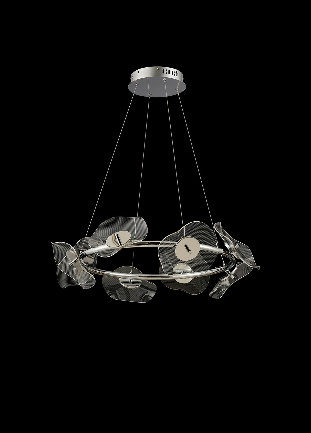 Corner Ring Pendant, 8 x 6W LED, 4000K ,3700lm, Polished Chrome, 3yrs Warranty