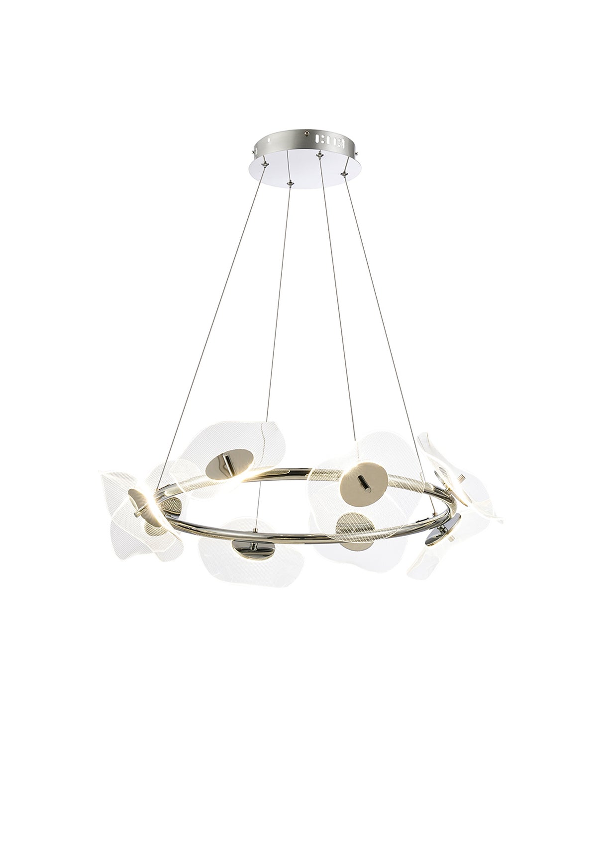Corner Ring Pendant, 8 x 6W LED, 4000K ,3700lm, Polished Chrome, 3yrs Warranty