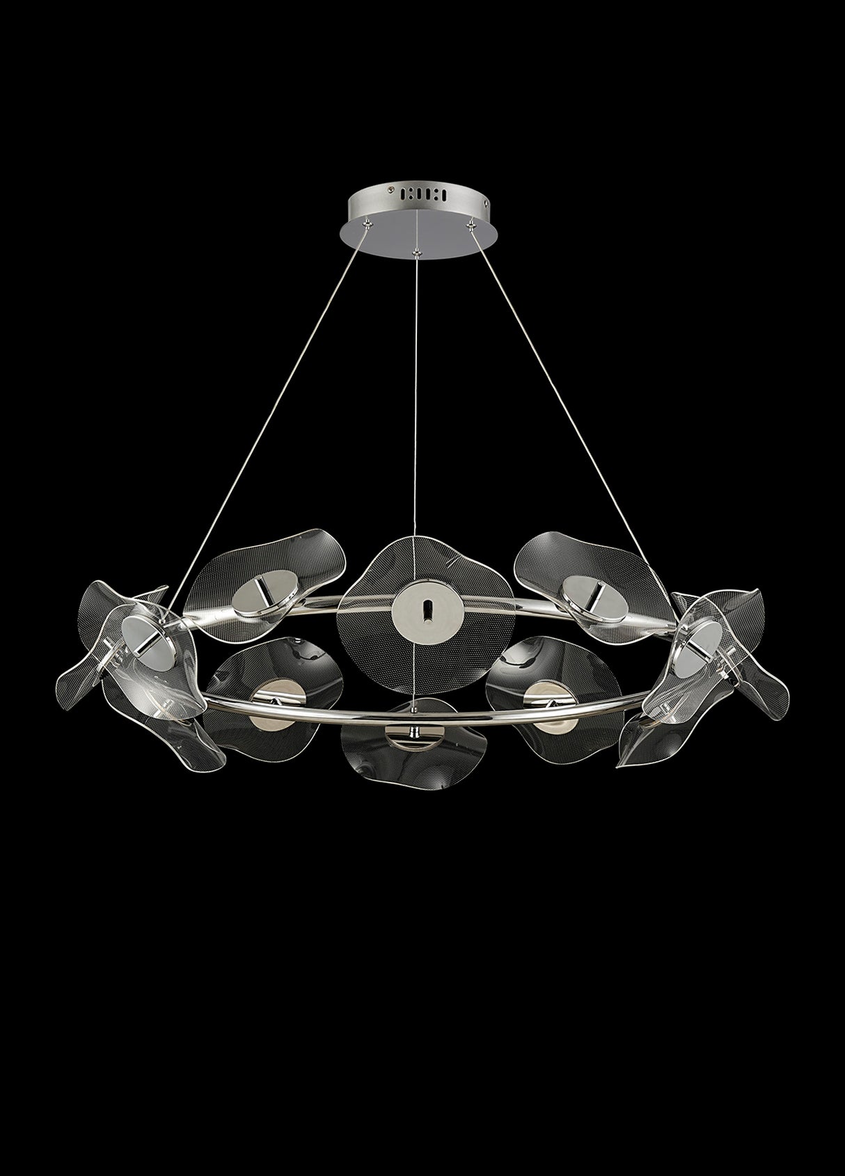 Corner Ring Pendant, 12 x 6W LED, 4000K, 4600lm, Polished Chrome, 3yrs Warranty