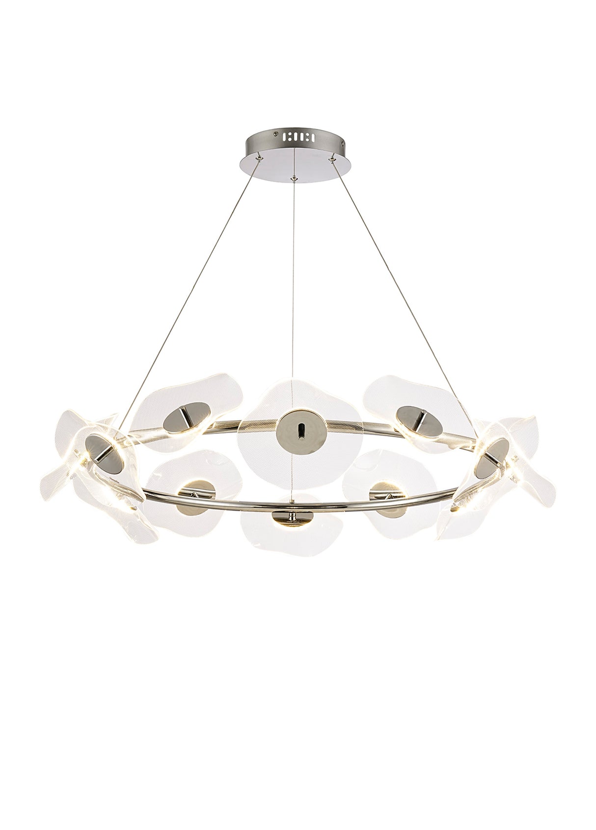 Corner Ring Pendant, 12 x 6W LED, 4000K, 4600lm, Polished Chrome, 3yrs Warranty