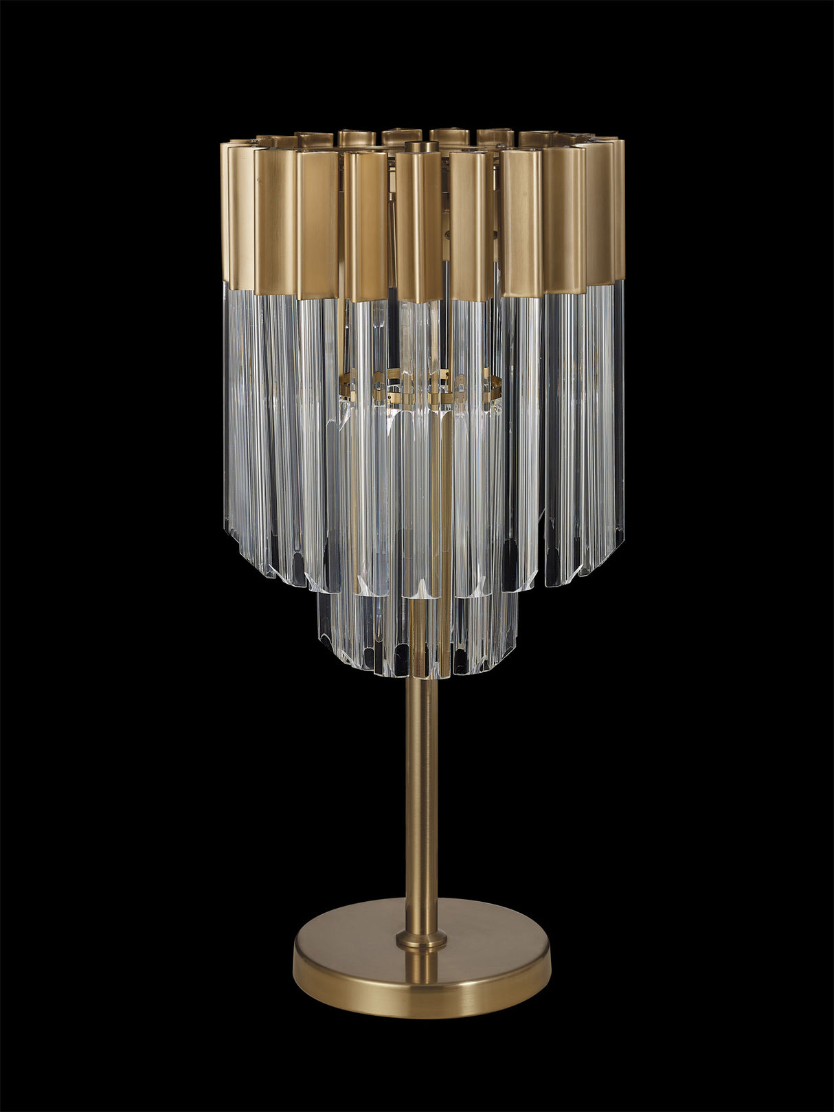 Longhorn 30 x H65cm Table Lamp 3 Light E14, Brass/Clear Sculpted Glass