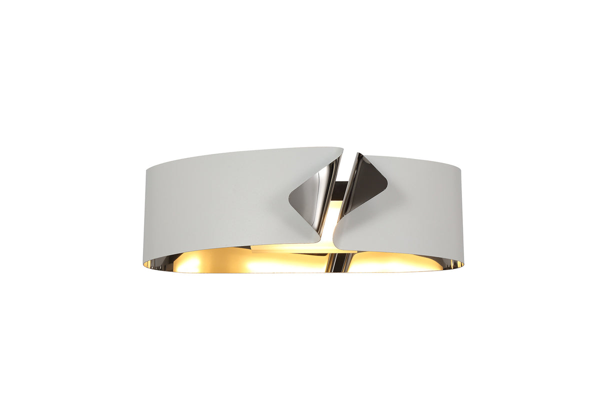 Atkins Wall Lamp, 1 x 10W LED, 3000K, 700lm, Sand White/Polished Chrome, 3yrs Warranty